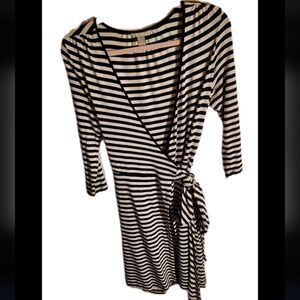 Banana Republic Black and Cream Striped Dress